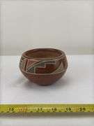 Southwestern Pueblo Pottery Bowl with Geometric Polychrome Design