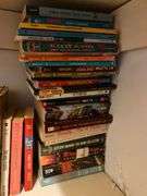 Bottom shelf of books