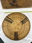 Handwoven Basket & Folk Art Checkerboard Game Board