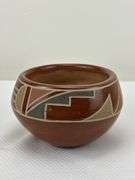 Southwestern Pueblo Pottery Bowl with Geometric Polychrome Design