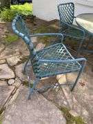 Vintage Brown Jordan Outdoor round table and 4 chairs, 47”d x 25”h, (heavy items, must have your own help to load)