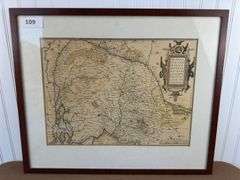 3 framed maps, Jerry Baum framed art, frame, signed Monkey artwork, flower and horse framed wall art/decor