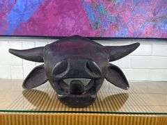 Hand-Carved African Water Buffalo Mask