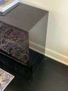 Pr of black laquered night stands