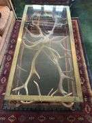Vintage glass top antler coffee table 4’ long x 2’ wide x 19.5” tall