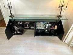 Roche Bobois by Luigi Gorgoni Modernist Black Lacquer and Glass buffet/server