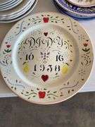 Ceramic ware, tureen, platter, plates and bowls, plate dated 10-16-1938