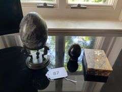 Marble eggs w/ stand,soap stone style covered box