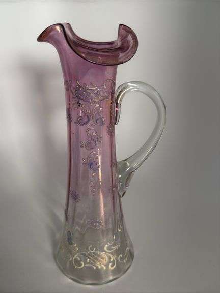 Amethyst to clear handpainted vase 11" t image