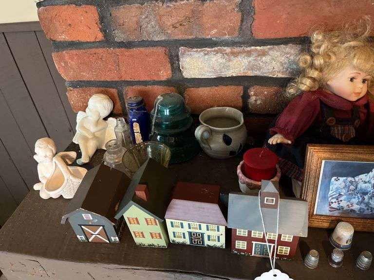 Thimbles, slippers, little houses, angels, insulator, bottles, misc