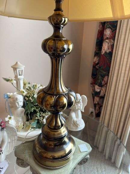 Pair of table lamps with brass bases 31"