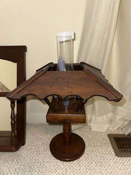 Wooden candle holder, wall shelf with mirrored back