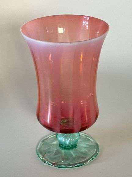 Signed pastel 5" t Tiffany stem glass #112 L.C.T. image
