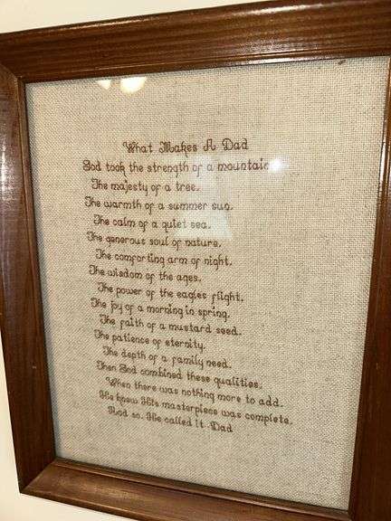 2 Dad inspired Cross-stitch framed pictures