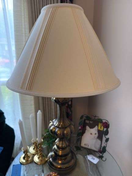 Pair of table lamps with brass bases 31"