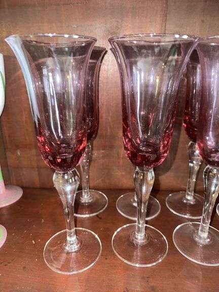 8 amethyst to clear stemmed glasses