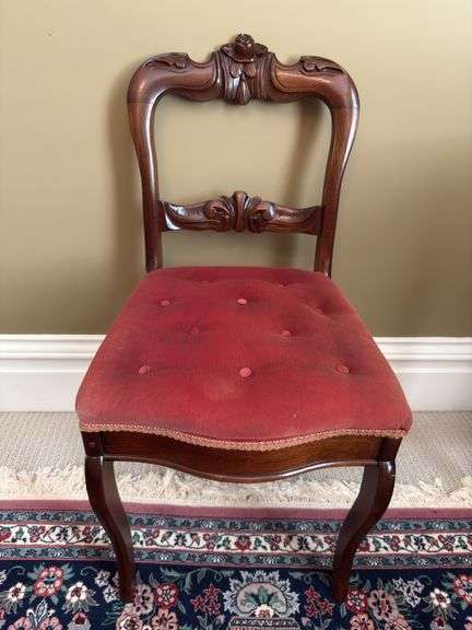 Antique roseback Walnut chair with tufted seat