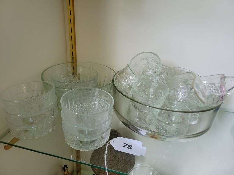 Punch Bowl Set, Clear Glass Bowls