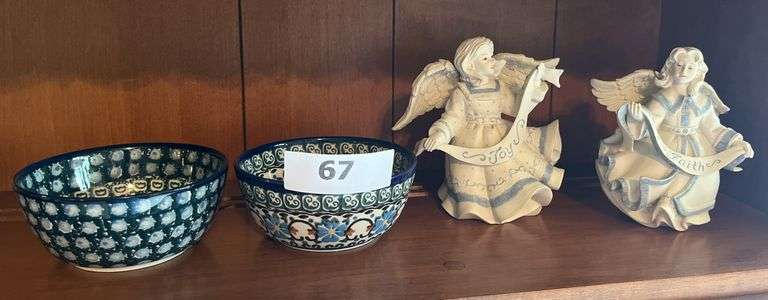2 Sarah’s angels, 2 small decorative bowls
