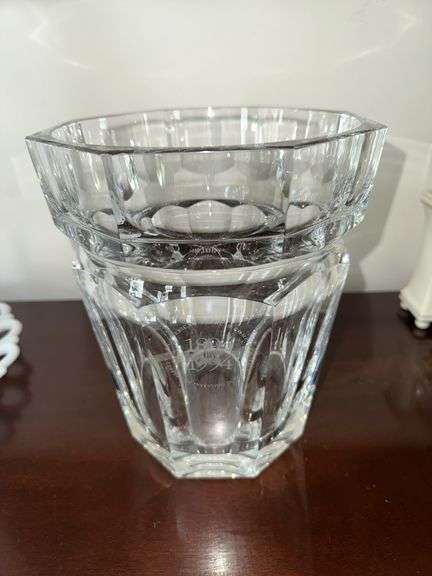 Large Baccarat crystal vase 9” tall x 7” diameter