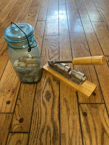 Ideal blue ball jar, nut cracker image