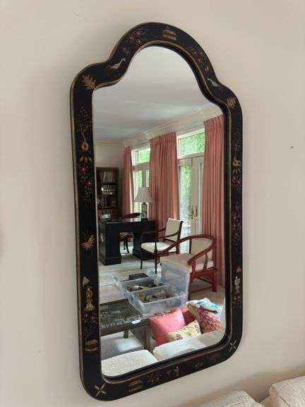 Asian hand painted mirror
