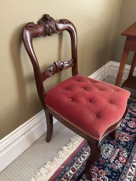 Antique roseback Walnut chair with tufted seat