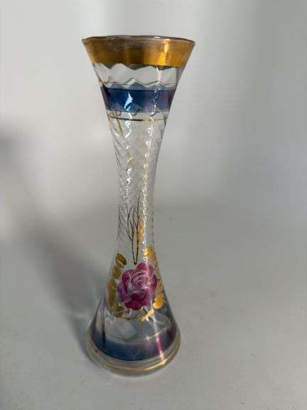 Handpainted glass vase 8" image