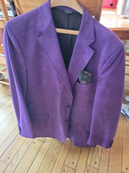 Vintage Custom Made Harlan Suede Suit Jacket w/Handkerchief size 44 regular image