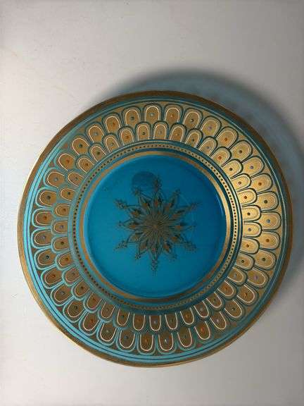 7" Moser signed plate with applied floral pattern image
