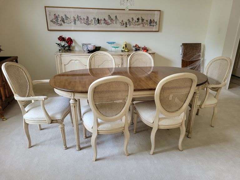 Davis Cabinet Company French Louis XVI-style Table, Chairs, Leaf image