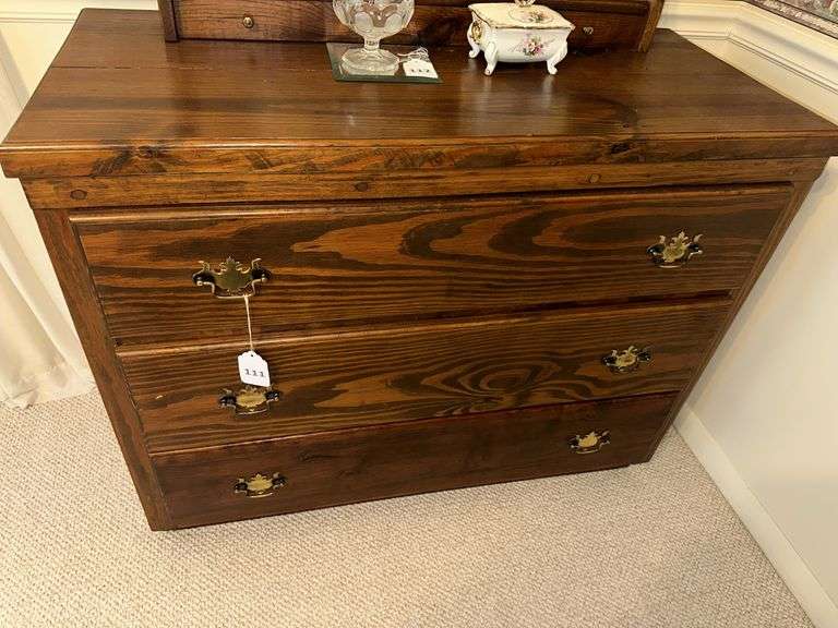 3 drawer wooden dresser with mirror