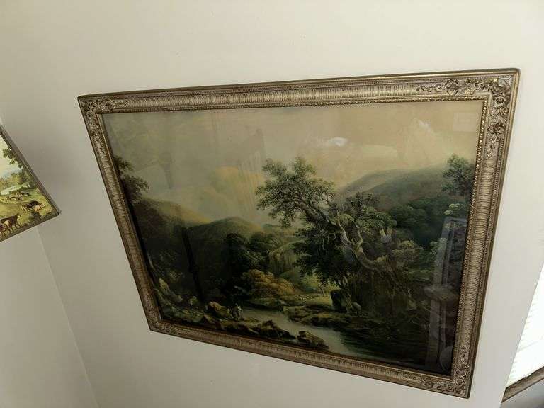 2 framed landscape pictures