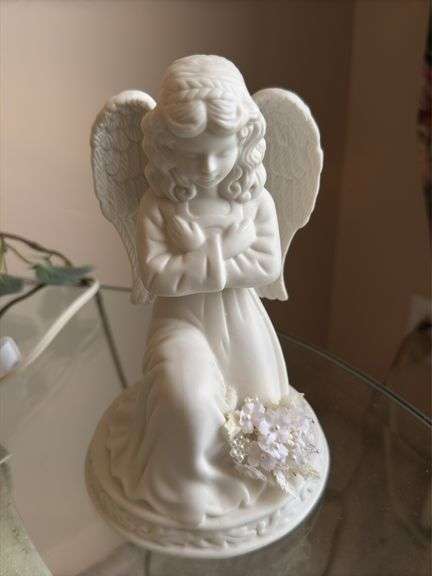 3 angel figures, 1 is a light 12" t