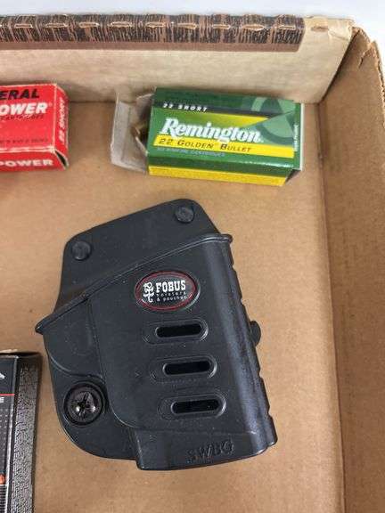 22 ammo, 380 ammo, 12 gauge 3.5” BB Steel shot, Fobus holster, mag loader