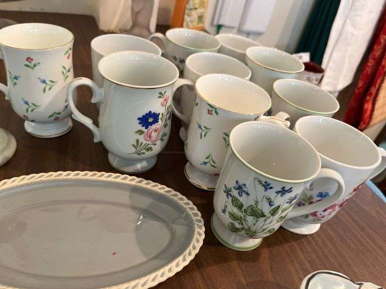 Royal Victoria bone China mugs, candle sticks, Harkerware dish image