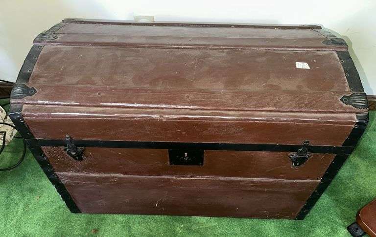 Antique painted  trunk with tray