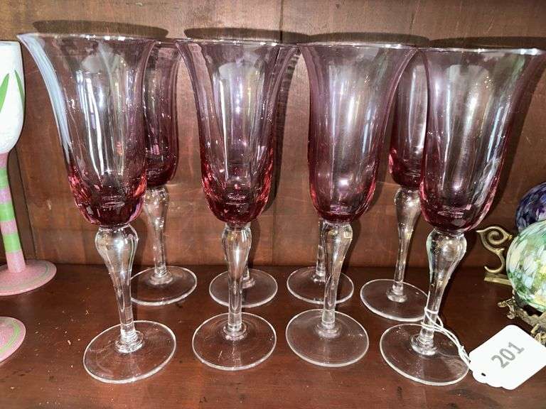 8 amethyst to clear stemmed glasses image