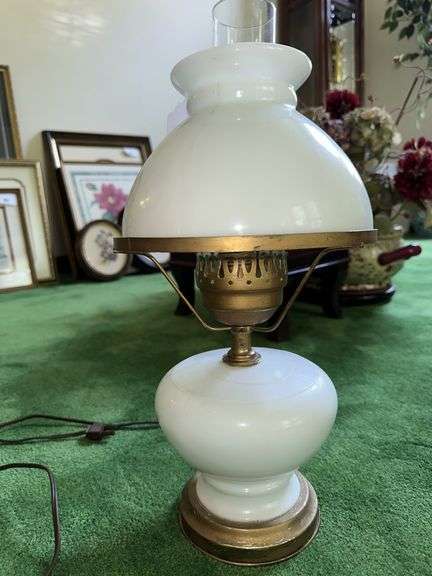 18” tall Vintage milk glass lamp