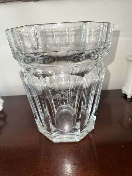 Large Baccarat crystal vase 9” tall x 7” diameter