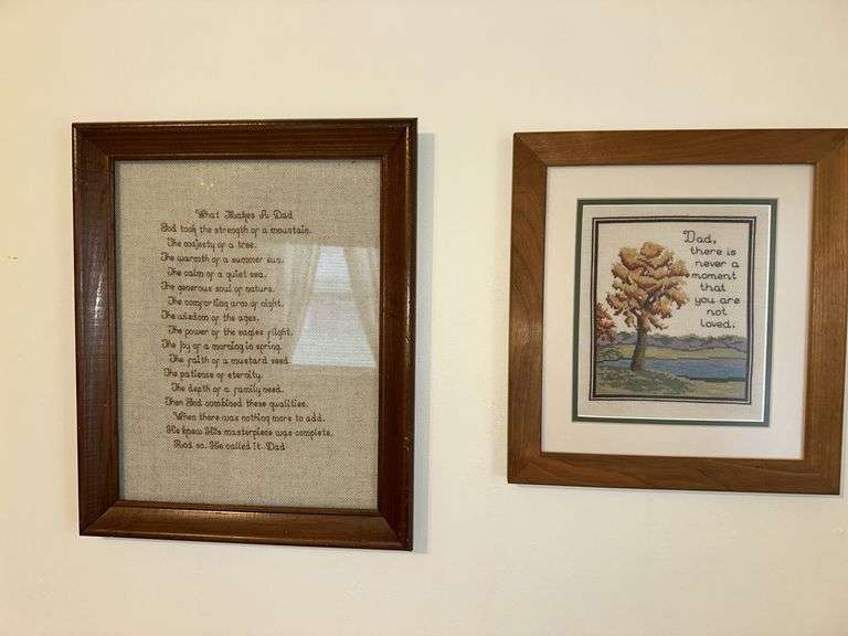 2 Dad inspired Cross-stitch framed pictures