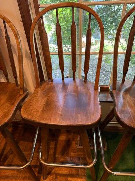 5 wood barstools 28" seat height & 44" total height