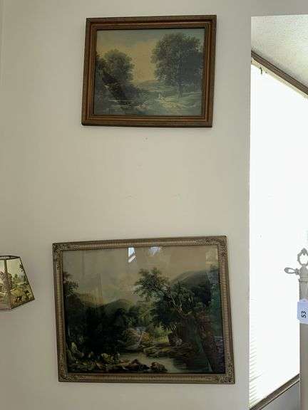 2 framed landscape pictures