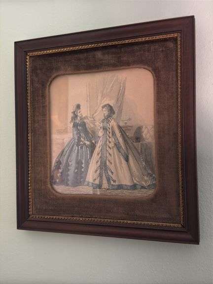 Antique fashion print 12 1/2" x 12" image