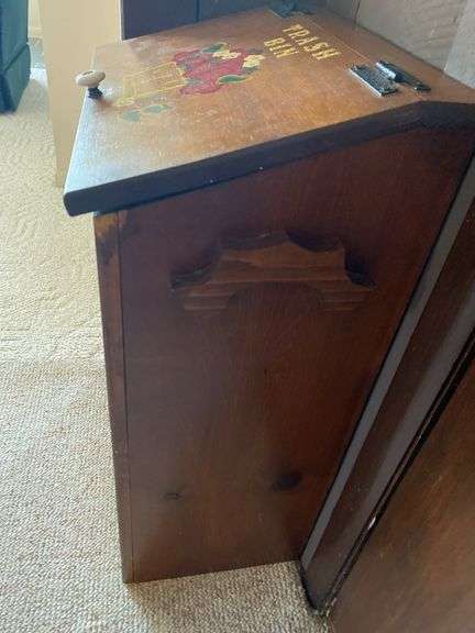 Wood trash bin, 18”w x 13”d x 31”h