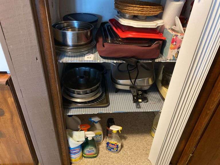 2 shelves and floor in storage shelves