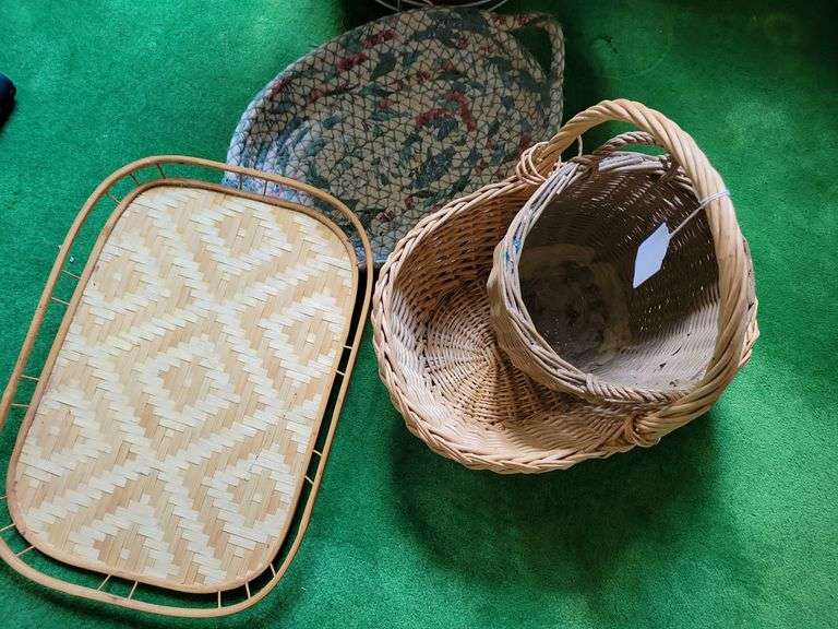 Woven Basket, Wicker Baskets and Tray