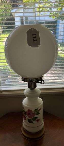 Hand painted vintage 24” table lamp
