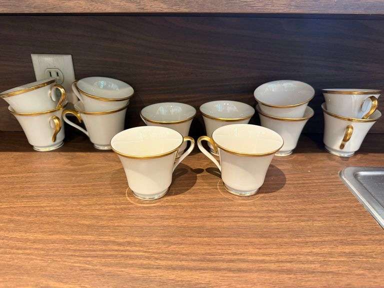 Lenox Eternal china service for 12 dinner with plates, salad plates, dessert plates, cups & saucers