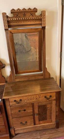 Antique dresser base w/ mirror image